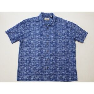 Campia Moda Hawaiian Blue/White Geometric Print Shirt Men's Size XL Pocket